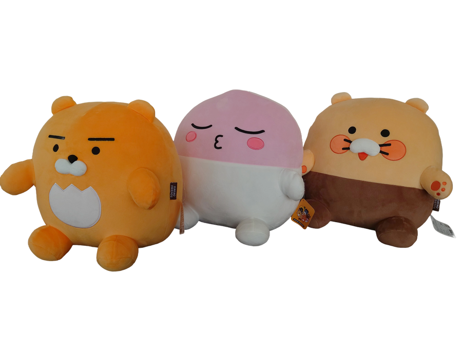 KAKAO FRIENDS ぽっちゃりクッションヌイグルミ　ライアン＆アピーチ＆チュンシク