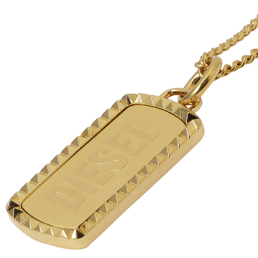 ディーゼル DIESEL DX1456710 ロゴ ドッグタグ プレート ネックレス ペンダント ステンレススチール ゴールド メンズ アクセサリー GOLD TONE STAINLESS STEEL DOG TAG NECKLACE