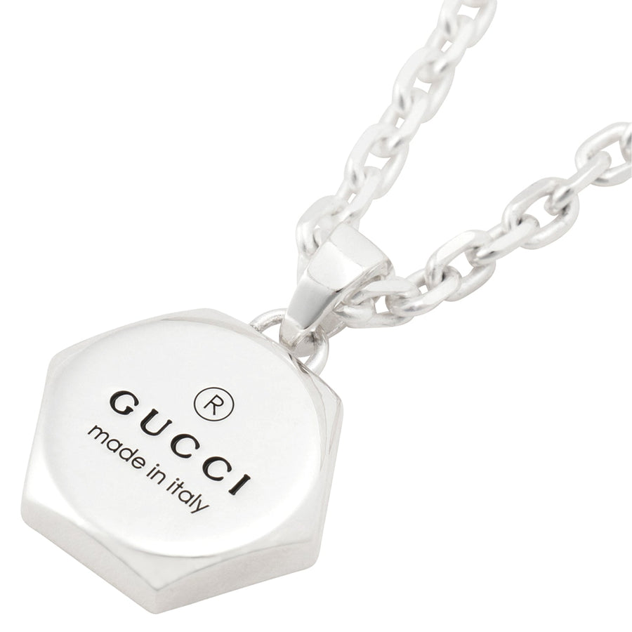 GUCCI 779175 J8400 8106 トレードマーク エングレービング ネックレス ペンダント シルバー レディース メンズ ユニセックス アクセサリー TRADEMARK NECKLACE