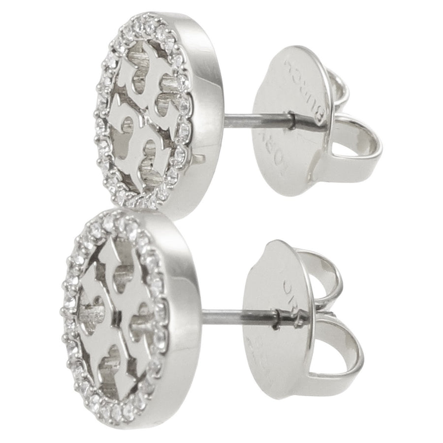 トリーバーチ Tory Burch 53422 042 ダブルT ロゴ パヴェ サークル スタッド ピアス　シルバー レディース アクセサリー MILLER PAVE STUD EARRING