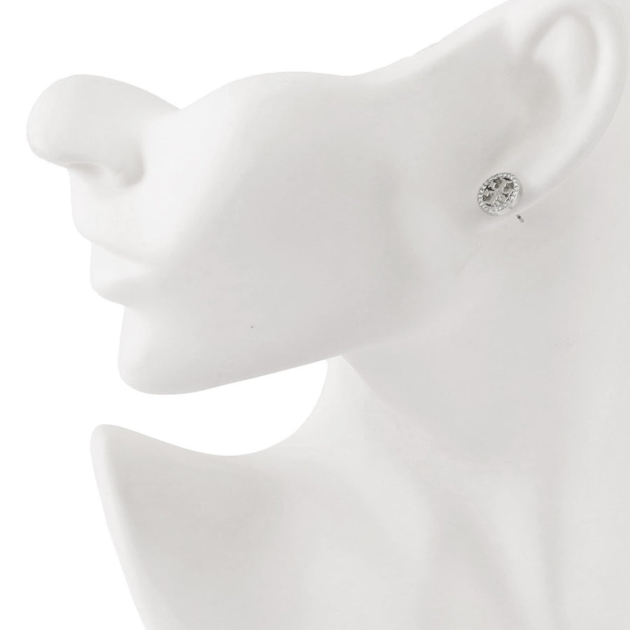 トリーバーチ Tory Burch 53422 042 ダブルT ロゴ パヴェ サークル スタッド ピアス　シルバー レディース アクセサリー MILLER PAVE STUD EARRING