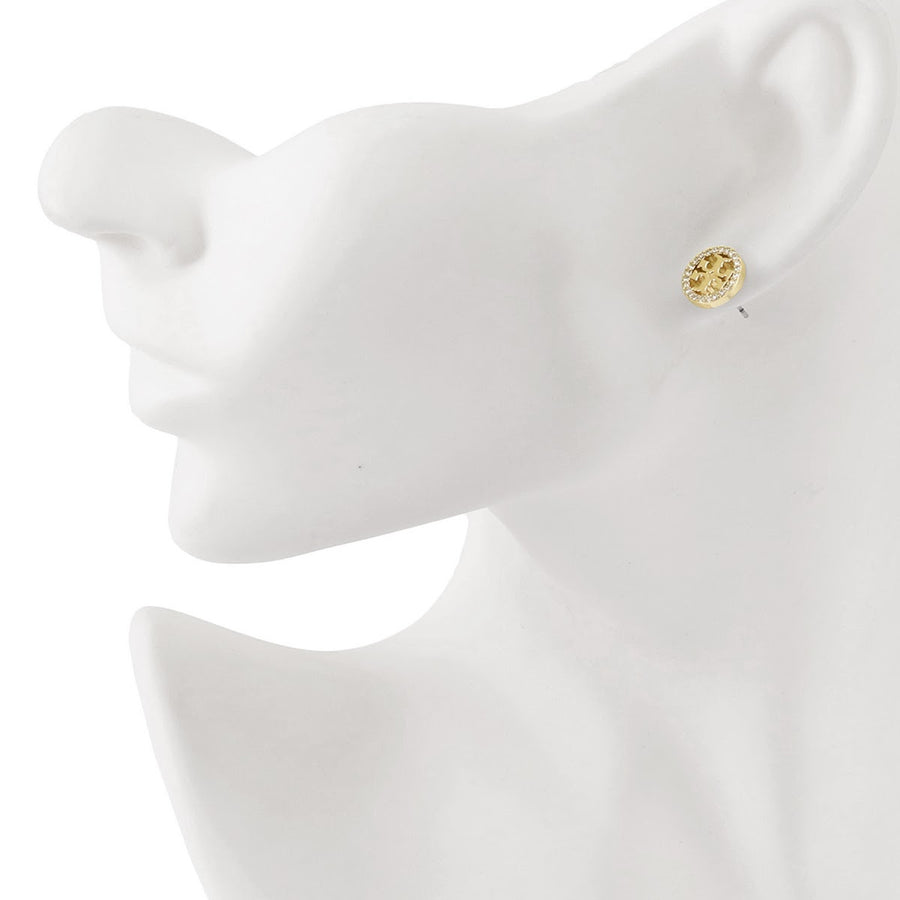 トリーバーチ Tory Burch 53422 783 ダブルT ロゴ パヴェ サークル スタッド ピアス　ゴールド レディース アクセサリー MILLER PAVE STUD EARRING