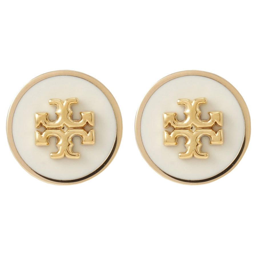 トリーバーチ Tory Burch 90547 700 キラ エナメル サークル スタッド ピアス ダブルT ロゴ  ゴールド/アイボリー レディース アクセサリー KIRA ENAMEL CIRCLE STUD EARRING