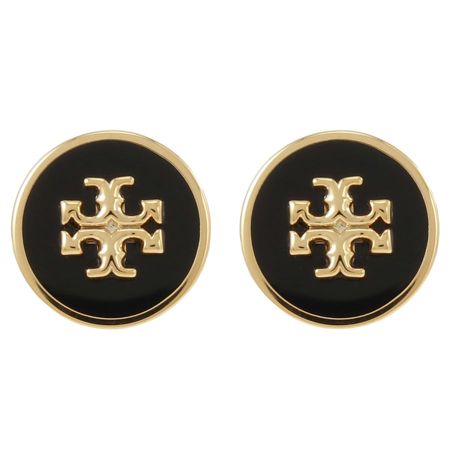 トリーバーチ Tory Burch 90547 720 キラ エナメル サークル スタッド ピアス ダブルT ロゴ ゴールド/ブラック レディース アクセサリー KIRA ENAMEL CIRCLE STUD EARRING