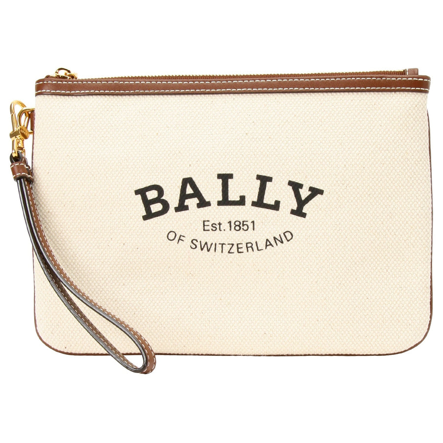 BALLY WLO00J CV014 I35O ロゴプリント ハンドポーチ クラッチバッグ ナチュラル/ブラウン レディース メンズ ユニセックス CERTHE W ST POUCH