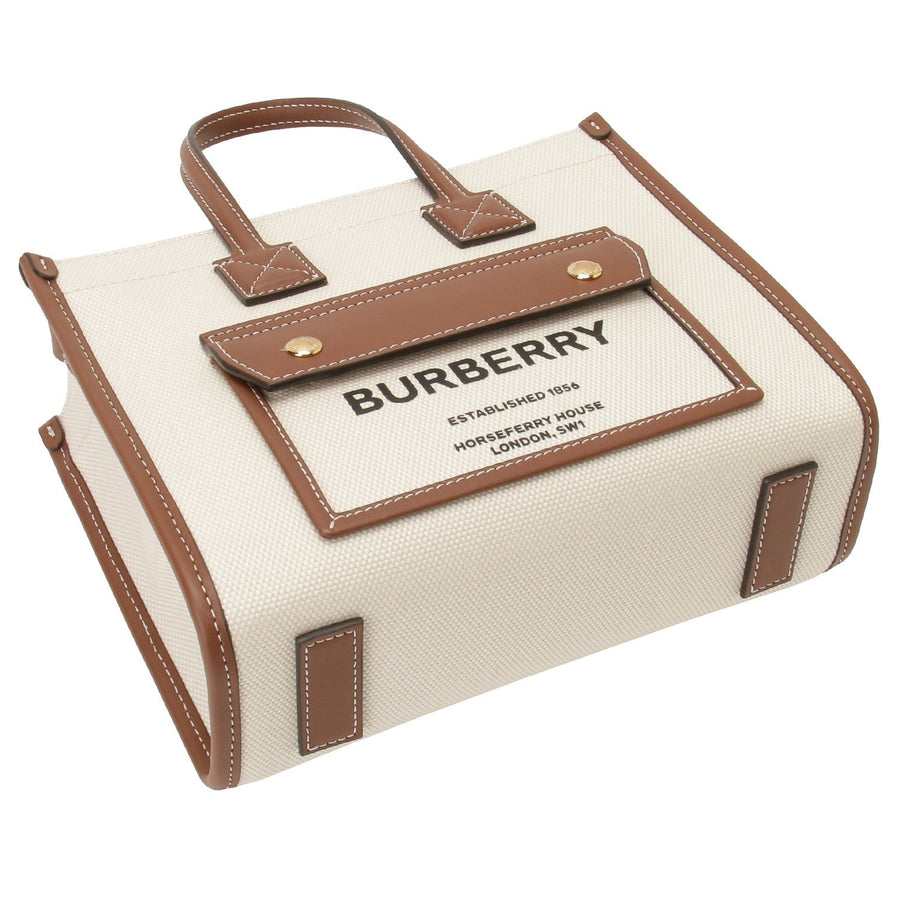 BURBERRY 8044143 A1395 ロゴ ホースフェリープリント ミニ フレヤ トートバッグ 2WAY ショルダーバッグ ナチュラル/タン レディース ユニセックス LL MN POCKET DTL TOTE LL6