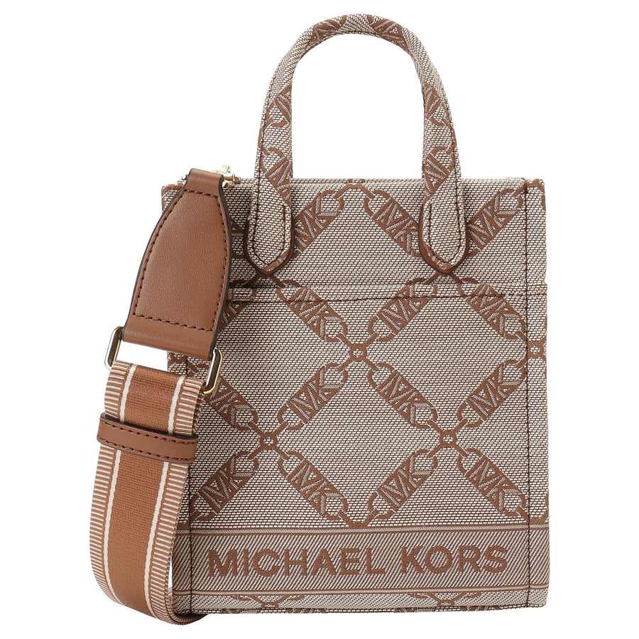 MICHAEL KORS 32F3G3GC4J 969 NAT/LUGG ジジ エンパイア ロゴ ジャカード エクストラスモール 2WAY ショルダー・トートバッグ クロスボディ ナチュラル/ラゲッジ レディース  GIGI XS NS SHOPPER TOTE