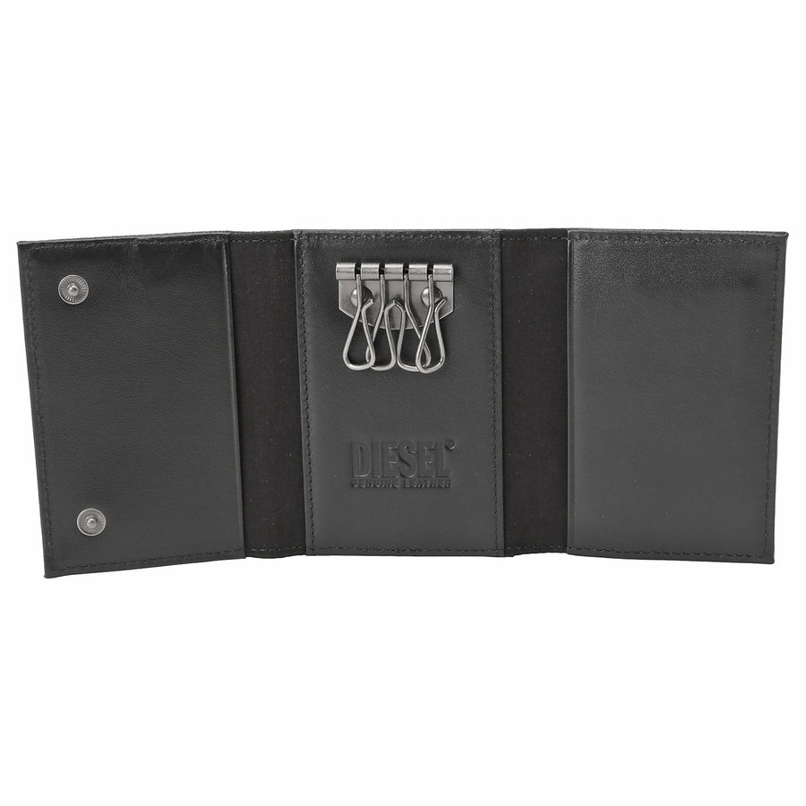 DIESEL X09366 P1101 T8013 Dプラーク ロゴ パスケース付 4連キーケース ブラック メンズ Key Holder 4