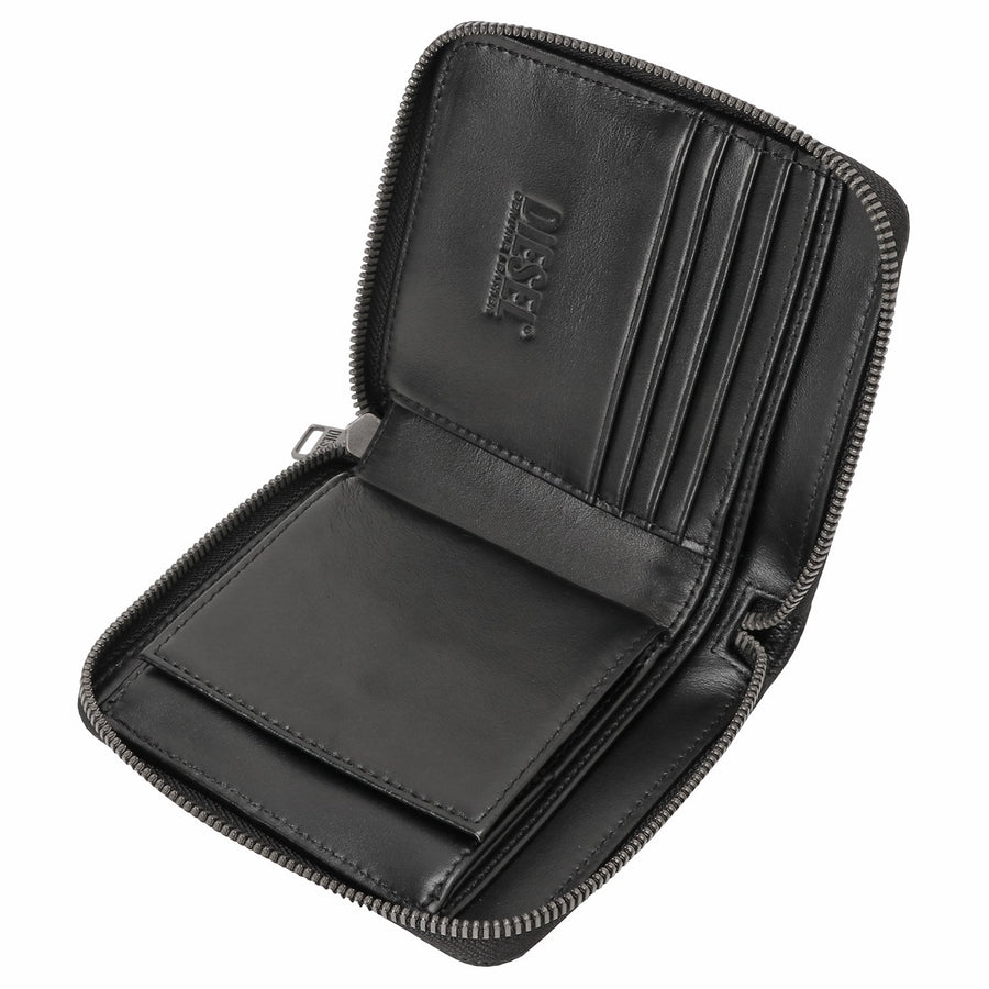 DIESEL X09363 P1101 T8013 Dプラーク ロゴ ジップ 二つ折り財布 ブラック メンズ Bi-Fold Coin Zip M