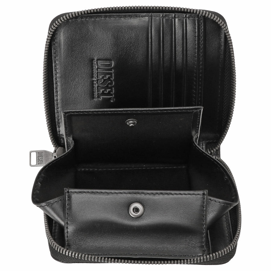 DIESEL X09363 P1101 T8013 Dプラーク ロゴ ジップ 二つ折り財布 ブラック メンズ Bi-Fold Coin Zip M