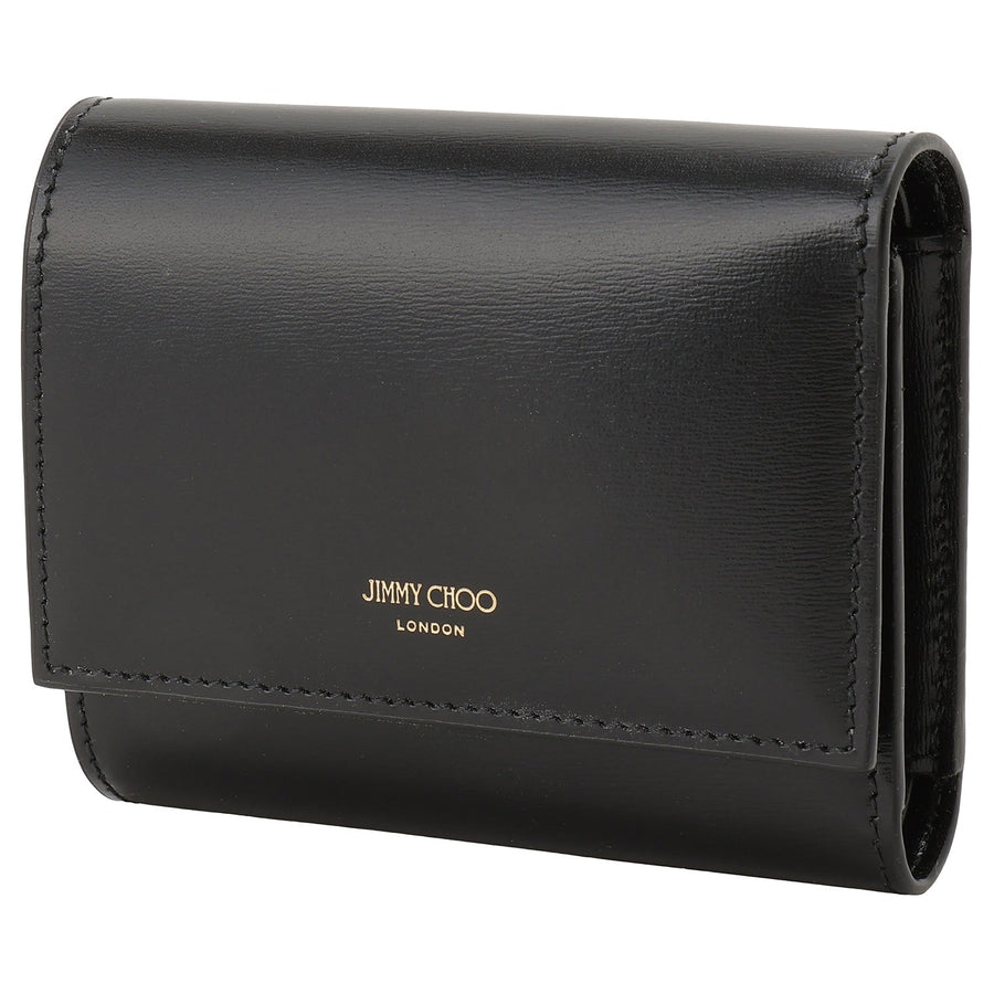 JIMMY CHOO MARINDA TAZ BLACK LIGHT GOLD マリンダ 三つ折り財布 ミニ財布 ブラック レディース MARINDA TRI-FOLD WALLET