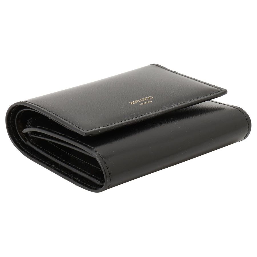 JIMMY CHOO MARINDA TAZ BLACK LIGHT GOLD マリンダ 三つ折り財布 ミニ財布 ブラック レディース MARINDA TRI-FOLD WALLET