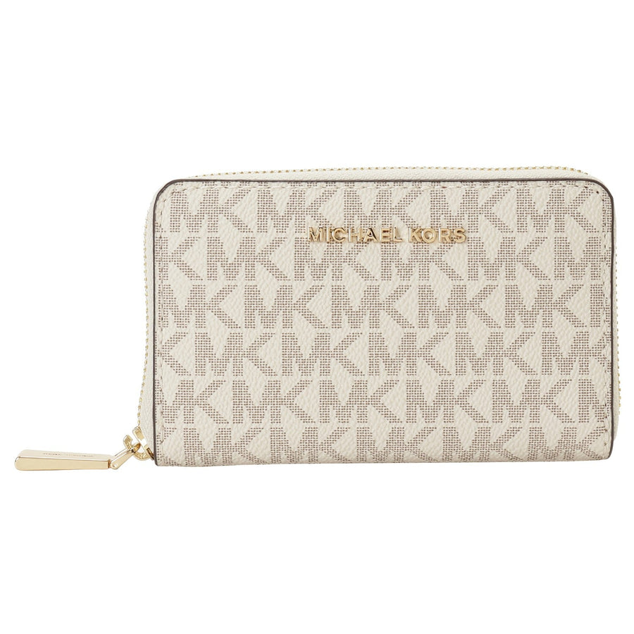 MICHAEL KORS 34H9GJ6D0B 149 VANILLA/ACRN ジェットセット  MKシグネチャー カードケース コインケース バニラ/エイコーン レディース JET SET SMALL ZIP AROUND CARD CASE