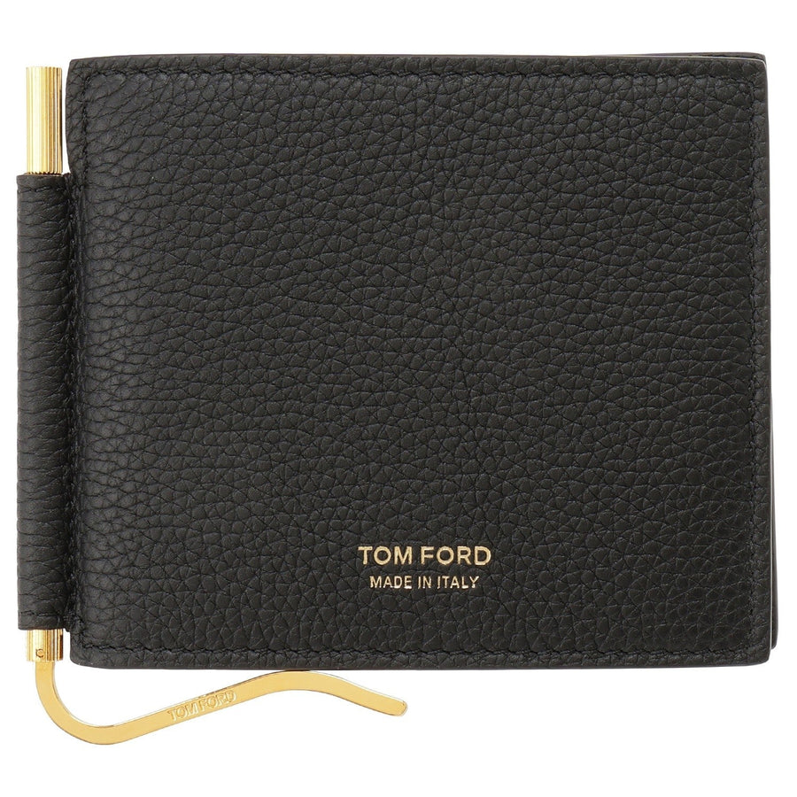 TOM FORD Y0231 LCL158G 1N001 マネークリップ付 二つ折り財布（小銭入れ無し） ブラック メンズ ウォレット SOFT GRAIN LEATHER T LINE MONEY CLIP WALLET