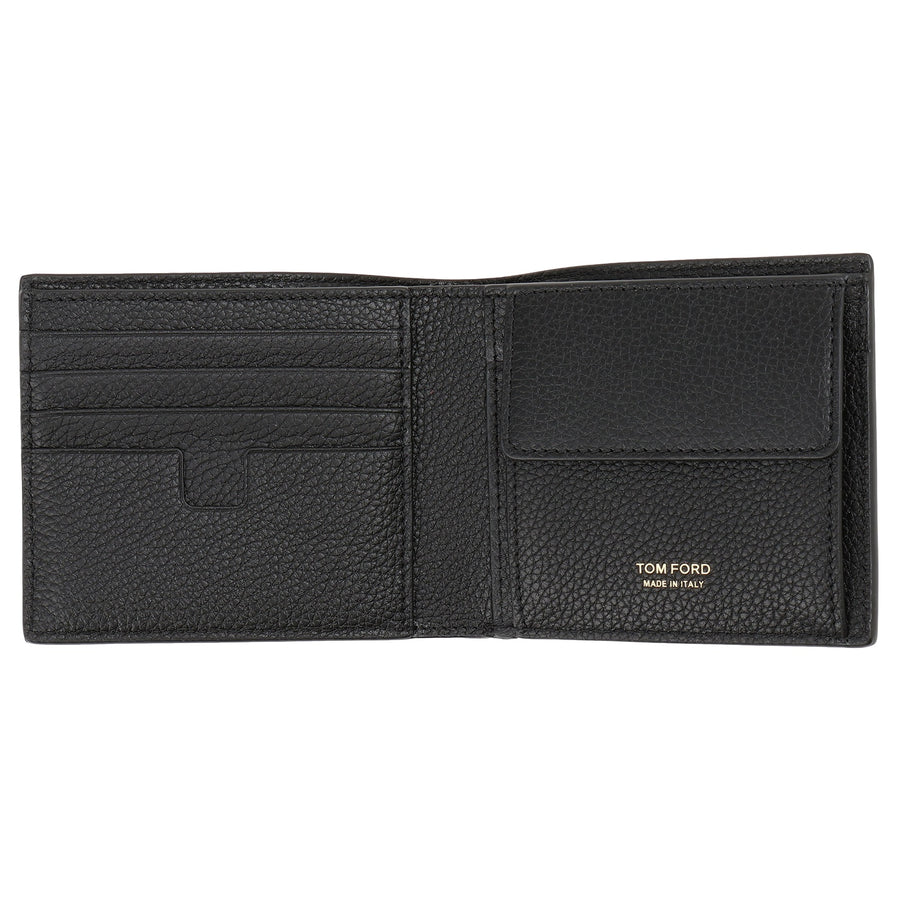 TOM FORD YT278 LCL158G 1N001 小銭入れ付二つ折り財布 ブラック メンズ ウォレット SOFT GRAIN LEATHER T LINE CLASSIC BIFOLD WALLET WITH COIN SLOT
