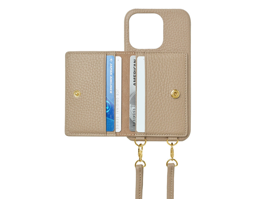 LADELINE Shoulder Strap 4Cards Case iPhone15 Pro