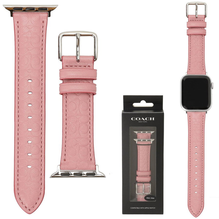 COACH Apple watch strap 14700208 アップル ウォッチ ストラップ 替えベルト【38mm/40mm/41mm ケース対応 ※ベルトのみ】シグネチャーC エンボスレザー ストラップ バブルガムピンク レディース 交換バンド 付け替えベルト