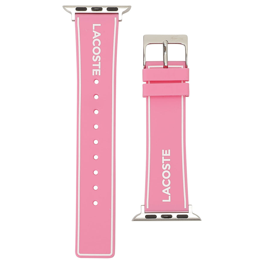 LACOSTE Apple watch strap 2050038 アップル ウォッチ ストラップ 替えベルト【38mm/40mm/41mm ケース対応 ※ベルトのみ】シリコンラバー ストラップ ピンク/ホワイト レディース 交換バンド 付け替えベルト