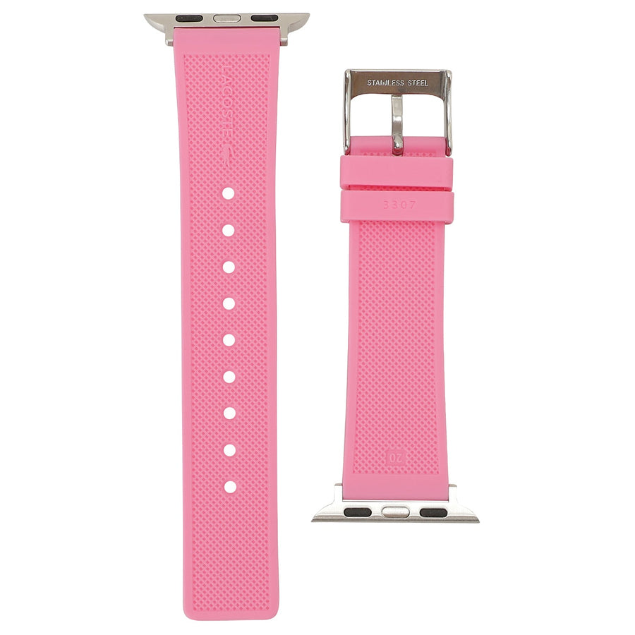 LACOSTE Apple watch strap 2050038 アップル ウォッチ ストラップ 替えベルト【38mm/40mm/41mm ケース対応 ※ベルトのみ】シリコンラバー ストラップ ピンク/ホワイト レディース 交換バンド 付け替えベルト