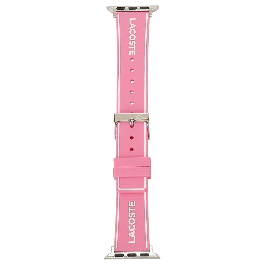 LACOSTE Apple watch strap 2050038 アップル ウォッチ ストラップ 替えベルト【38mm/40mm/41mm ケース対応 ※ベルトのみ】シリコンラバー ストラップ ピンク/ホワイト レディース 交換バンド 付け替えベルト