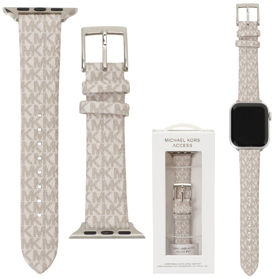 MICHAEL KORS Apple watch strap MKS8001 アップル ウォッチ ストラップ 替えベルト【38mm/40mm/41mm ケース対応 ※ベルトのみ】MKシグネチャー PVC ストラップ バニラ レディース 交換バンド 付け替えベルト