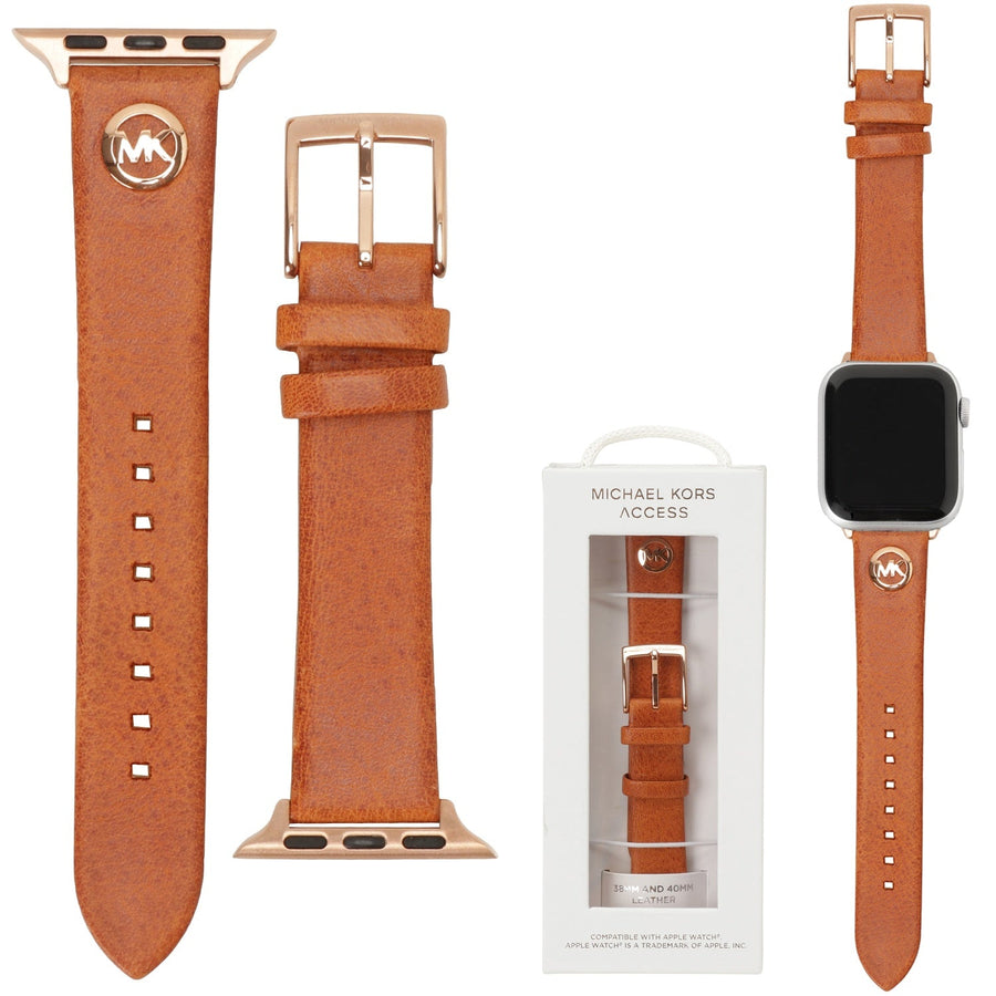 MICHAEL KORS Apple watch strap MKS8003 アップル ウォッチ ストラップ 替えベルト【38mm/40mm/41mm ケース対応 ※ベルトのみ】MKロゴ レザー ストラップ タンブラウン レディース 交換バンド 付け替えベルト