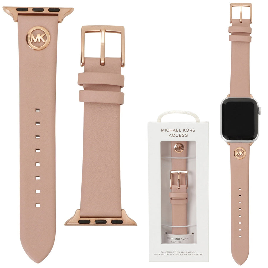 MICHAEL KORS Apple watch strap MKS8004 アップル ウォッチ ストラップ 替えベルト【38mm/40mm/41mm ケース対応 ※ベルトのみ】MKロゴ レザー ストラップ ブラッシュピンク レディース 交換バンド 付け替えベルト